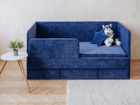 Диван-кровать Happy (синий) в Элитном - ehlitnyj.mebel-nsk.ru | фото