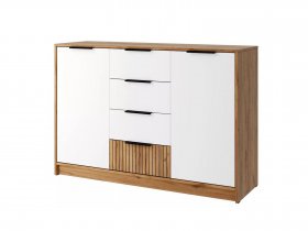 Комод КМ-002 Ивис (дуб крафт золотой/белый) в Элитном - ehlitnyj.mebel-nsk.ru | фото