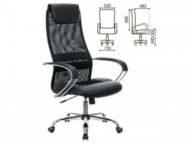 Кресло офисное BRABIX PREMIUM Stalker EX-608 CH, хром, ткань-сетка/кожзам, черное в Элитном - ehlitnyj.mebel-nsk.ru | фото