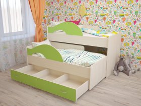 Кровать детская двухуровневая Радуга 80*160 в Элитном - ehlitnyj.mebel-nsk.ru | фото