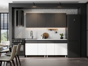 Кухонный гарнитур София (2,0м) (бланж/графит матовый) в Элитном - ehlitnyj.mebel-nsk.ru | фото