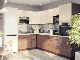 Модульная кухня Классика (ваниль/шоколад) в Элитном - ehlitnyj.mebel-nsk.ru | фото
