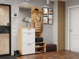 Прихожая Монтана (дуб крафт золотой/белый) в Элитном - ehlitnyj.mebel-nsk.ru | фото