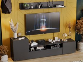 Стенка «Сильвия» (графит серый) в Элитном - ehlitnyj.mebel-nsk.ru | фото