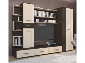 Стенка Верона (дуб венге/дуб молочный) в Элитном - ehlitnyj.mebel-nsk.ru | фото